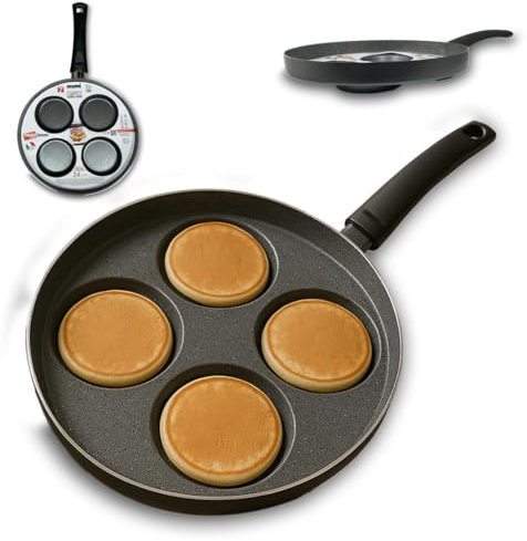 ARCA, Padella Pancake 24 cm Antiaderente, Piastra 4 Posti, Ideale Anche per Frittata e Altre Ricette, Adatta alla Lavastoviglie, Made in Italy
