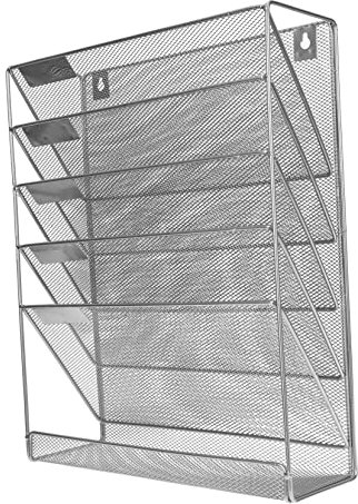 Uonlytech Wandmontierter Aktenablage Mit Fünf Fächern Praktischer Und Stabiler Dokumentenorganizer Metall Für Büro Und Zuhause Aufbewahrung Von Zeitschriften Ordnern Und Unterlagen
