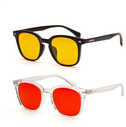 GEIFER Gafas Bloqueo Luz Azul - Reduce Fatiga Visual Ordenador y Móvil | Hombre - Mujer - Material Resistente TR90 - Mejora Calidad Sueño - Con Bolsa y Paño Limpieza - Día y Noche - Biohacking