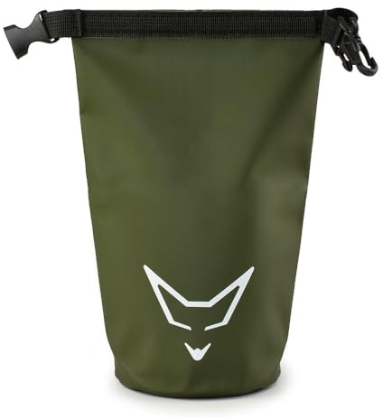 Drybag 2L Army Green wasserdichte Tasche aus robustem 500D PVC mit Rolltop Verschluss ideal für Kajak Boot Camping Wandern, Handy, Autoschlüssel, Reisedokumente, ultraleicht und reissfest