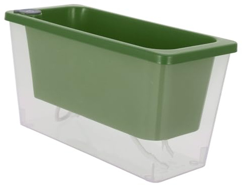 HIAKDOFT Maceta Rectangular Autorriego Transparente para Plantas de Interior Sistema Automático de Absorción de Agua para Flores Verduras y Suculentas