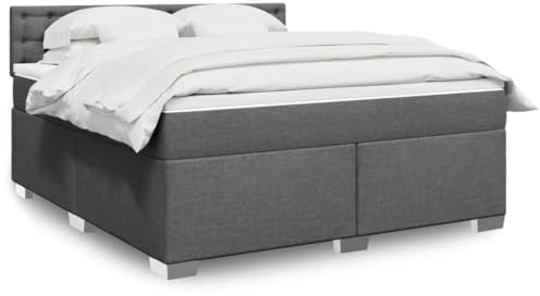Teenpull Boxspringbett gepolstert 180x200 cm, dunkelgrau, mit Matratze, Kopfteil und LED-Beleuchtung, Bettrahmen für Schlafzimmer Möbel, ideal für erholsamen Schlaf.