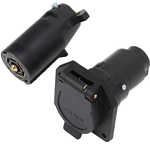 ERYUE Conector de Remolque Redondo de 7 Pines Masculino Hembra Mujer Conexión de Conexión de 7 Vías Conexión de Cableado Adaptador de Cableado Kit de Empotramiento para
