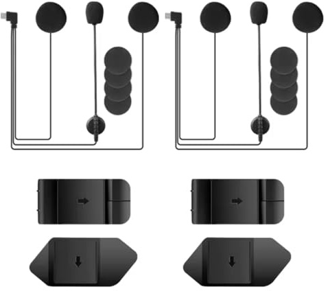 2X Repuesto intercom V6 USB C Auriculares micrófono y Soporte intercomunicador V6 V4 Bluetooth Interphone Headset Motocicleta para Walkie-Talkie Interphone Micrófono y Clip para Casco de Motocicleta
