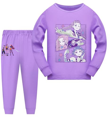 Rzfbeeok Girls New Movie Star Pyjamas Kids Pop Singer Long Sleeve Shirt and Pants Clothing Set Kids Casual Sleeping Suits (7 Years,Purple)