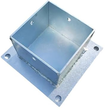 Quadratische Pfostenanker für Beton, robuste Zaun-/Deck-Montagematerial, ideal für Holz/Beton, Pergolen und Briefkästen (Stil 1, 41 x 61 x 80 mm)