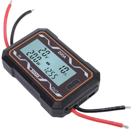 ViaGasaFamido 0 to 200A Watt Meter Power Analyzer LCD Display Battery Power Consumption Performance Monitor Power Analyzer for Calculating Voltage Current Power Discharge Quantity and