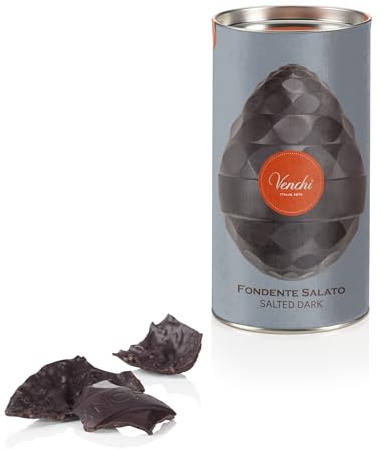 Venchi - Uovo di Cioccolato Fondente Salato, 150 Gr, Gusto Cioccolato Fondente con Granella di Caramello Salato, Senza Glutine, con Sorpresa, Collezione Pasqua Venchi, Idea Regalo