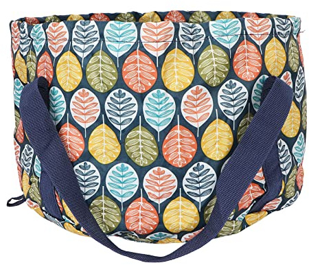 ZJchao Baignoire de Trempage des Pieds, Bassin de Trempage des Pieds Pliable en Polyester Poignée étanche Corde Bain de Seau d'eau Bain de Baignoire de Bassin de des 21 L Grand Motif de Feuilles
