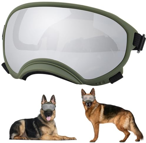 Hundsolglasögon, stora hundglasögon med justerbar rem, UV-skyddsglasögon för hundar, vinsäkra valpsolglasögon för medelstora husdjur glasögon, hundögonskydd, prydnader de jardin