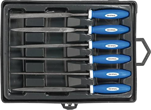 SW-Stahl 93706SB Schlüsselfeilensatz - 5-teilig - Feilen Set für Metall | Robustes 300 mm Werkzeug Set aus Chrom-Vanadium-Stahl mit Zink-Phosphat-Oberfläche und rutschfesten Gummigriffen