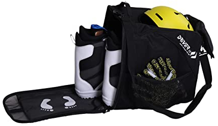 Driver13 Skischuhtasche mit Helmfach seit 2007 das Original mit über 40.000 Kunden, Bootbag für Deine Stiefel oder Snowboardboots (schwarz)