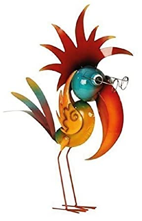 Geschenkestadl Riesen Metall Figur exotischer bunter Vogel 57cm Garten Dekoration Vogelscheuche schlauer Vogel