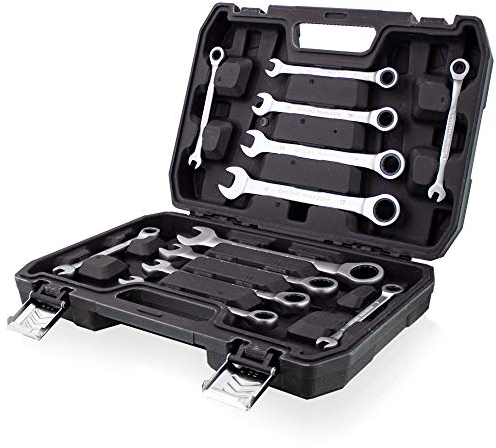 BITUXX 12 Teiliges Ratschenringschlüssel Ringschlüssel Maulschlüssel Gabelschlüssel Ratschen Knarren Schlüssel Werkzeug Set 72 Zähne/Größen 6 mm bis 19 mm