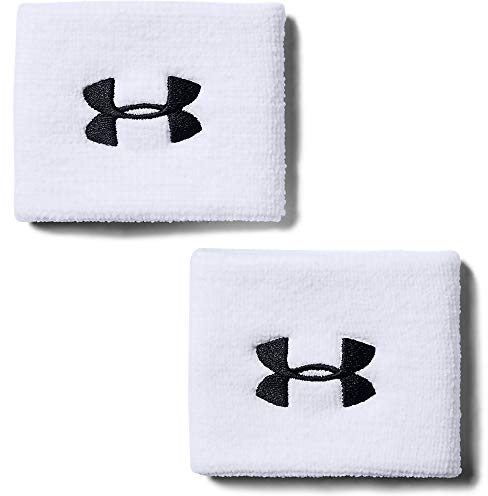 Under Armour Unisex UA Performance Wristband, 2er-Pack schweißableitendes Fitnessband, flexibles Schweißband mit Logo