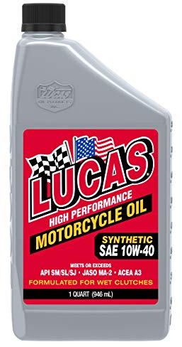 Lucas Oil 10793 Synthetic SAE 10W-40 Motorcycle Oil Ma2, 32. Fluidounces, 1 Quart, 1 Pack