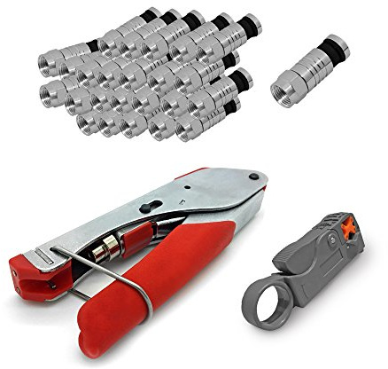 Kompressionszange HD Sat Kabel Zange Kabelmesser 100 x F Kompressionsstecker 7-7,5 mm Stecker F-Kompressionsstecker Koaxialkabel TV Antennenkabel 4K Pressstecker ARLI