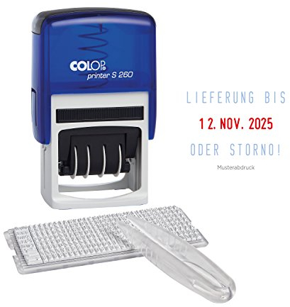 COLOP Printer S 260 Set, Stempel zum Selbst setzen, mit Datum in deutsch