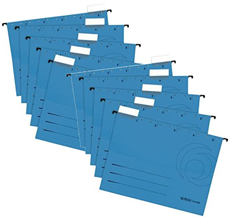 10er Set Herlitz 5874664 Hängemappe A4 UniReg farbig blau zu 5er im Polybeutel Kraftkarton, 230 g/qm (Hängemappe | 10er Set, blau)