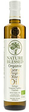 Nature Blessed Huile d'Olive Extra Vierge Bio Grecque 500ml | Huile d'olive extra vierge bio de Grèce, pressée à froid, en bouteille en verre