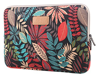 Forest Series Pattern Water-Resistant 12-12.9 inch Canvas Laptop Sleeve Resistant Shockproof for MacBook/Laptops/Notebooks/Ultrabooks/Netbooks,Black