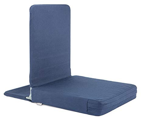 Bodhi Mandir Bodenstuhl XL | Klappbarer Meditationsstuhl mit dickem Sitzkissen | Bodensessel mit gepolsterter Rückenlehne | Sitzstuhl für Yoga & Mediation | Waschbarer Bezug | Nachtblau