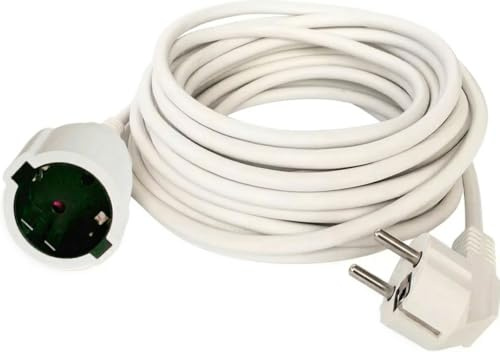 O&W Security Schuko Verlängerungskabel 10 m weiß, Schutzkontakt mit Kindersicherung, IP20 für Innenbereich, 3x1,5 mm² Leitung, Stromverlängerung Steckdosenverlängerung (Stecker auf Kupplung)