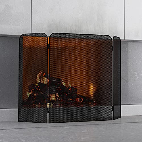Fire Beauty 3-Panel Metall Kamin Bildschirm für Kamin Feuer Funkenschutz Gitter für Wohnzimmer Wohnkultur (81,3 x 132,1 cm)
