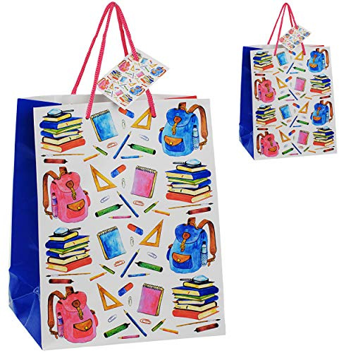 alles-meine.de GmbH 1 Stück Geschenkbeutel/Geschenktasche - Einschulung/Schulanfang MITTEL - 24 cm ! Geschenktüte/Geschenkverpackung - Verpackung - Tüte Beutel Tasche K..