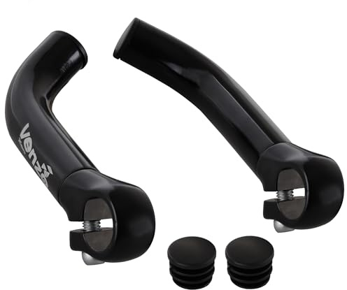 Venzo Bicycle Handlebar Extender for Mountain Hybrid Bike - Compatible with 7/8'’ 22.2mm - Flat Bar Ends with Plugs - 150mm - Ergonomic Design Lightweight & Durable - Gloss Black