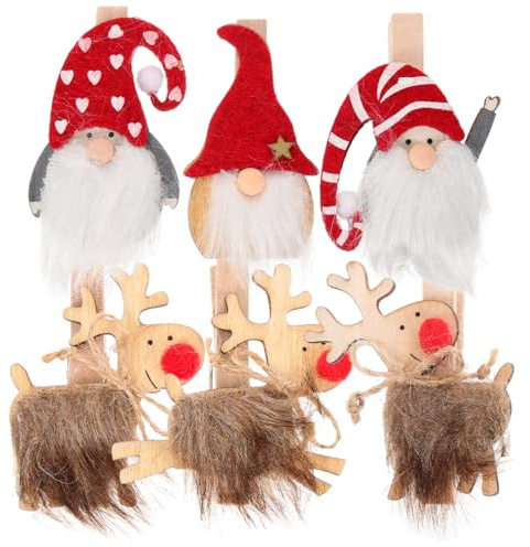 Cabilock 6 Piezas Pinzas De Madera para Fotos De Navidad 2.87X2.36 Pulgadas Accesorios Decorativos para Colgar Fotos Tarjetas Y Manualidades