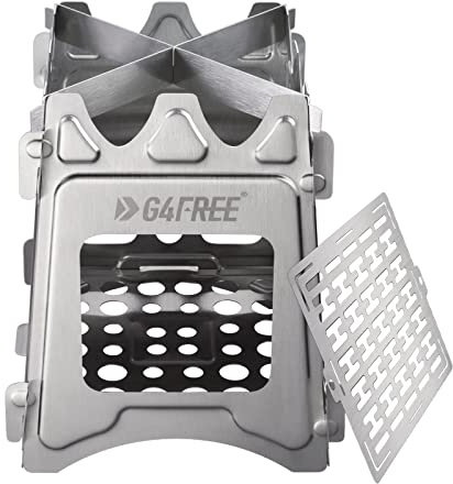 G4Free Camping Stove, Portable Wood Stove with Folding Stainless Steel, Pocket Backpacking Stove Outdoor Camping Hiking Traveling BBQ