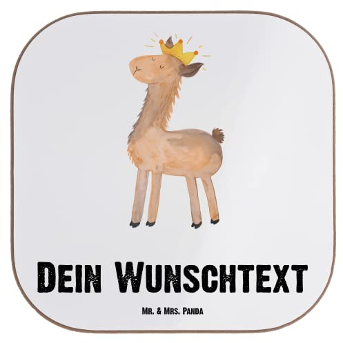 Mr. & Mrs. Panda Personalisierter Untersetzer Lama König - Personalisierte Geschenke, Kollegin, Papa, Freundin, Bedrucken, Lamas, Kerze, Flaschenuntersetzer, Filzuntersetzer, Personalisieren, Chef