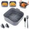 JOPHEK Accessori Friggitrice ad Aria, 5 Pack Accessori Friggitrice ad Aria Quadrata - Cestino per Friggitrice ad Aria in Silicone, Contenitori per Friggitrice ad Aria(20cm)