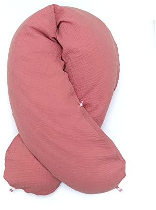 Blausberg Baby - Musselin Stillkissen-BEZUG 190x38cm mit Nestbau-Funktion, z.B. für Das Original von Theraline - Materialien Oeko-TEX Standard Zertifiziert (Altrosa)