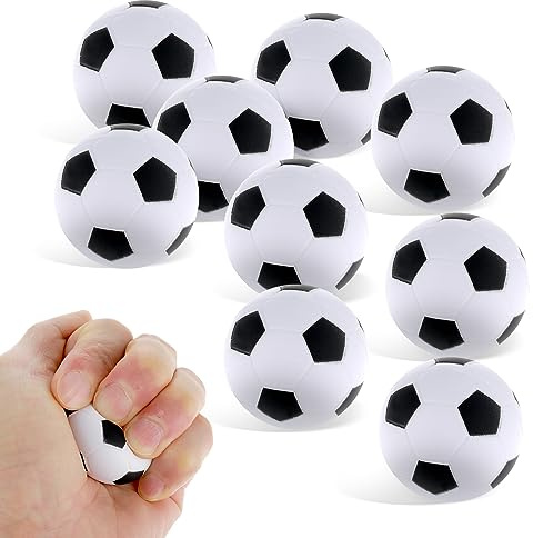 9 stycken ministressbollar i fotboll, 4 cm, stressboll, dekompression, sportbollar, skumbollar, liten antistressboll, svampboll för barn och vuxna, fotbollspresent pojkar