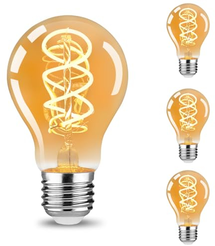 URing Glühbirne E27 LED Warmweiss Vintage - Edison Birne Leuchtmittel Retro E27 2200K 4W Energiesparlampe Filament Lampe Dekorative für Nostalgie Industrial Café Bar Beleuchtung, 3 Stück (A60)