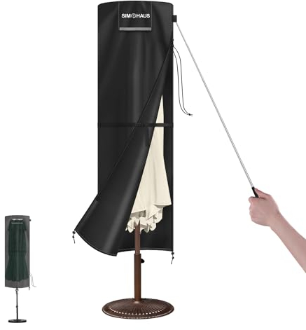 SIMPHAUS Garden Parasol Cover for Garden Umbrella Covers Waterproof Ø 3m Parasol Covers 220x67/67cm Double Parasol Umbrella Cover for Garden,Patio Sun Shade,Windproof,Anti-UV,420D Oxford Fabric