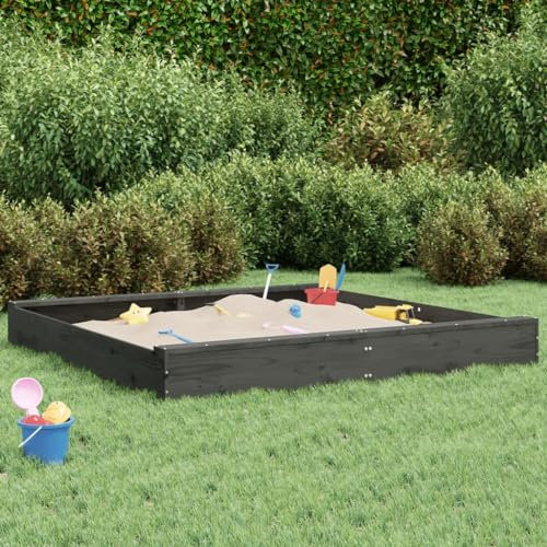 Festnight Sandkasten Holz Sandkiste Quadratisch Sandbox mit Sitzbänke Outdoor Spielplatz Spielecke Massivholz Kiefer Gartenspiel für Kinder 160x160x20 cm