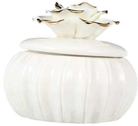 Zerodeko Boîte à Bijoux En Céramique Blanc Motif Rose Coffret à Bijoux Compact Conteneur De Rangement Portable Pour Maison Voyage