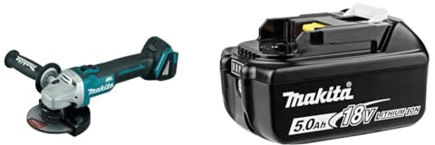 Makita DGA504Z - Mini-meuleuse à batterie 18V lithium-ion 125 mm BL seule machine & Batterie pour outil sans fil 18V Li-Ion LXT 5,0 Ah avec indicateur de charge - MAKITA BL1850B-3