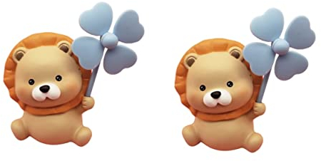 Cabilock 2 STK Kunsthandwerk Aus Harz Karikatur Kleines Tierdekor Koala-miniaturfiguren Autospielzeug Blaue Streifen Auf Der Motorhaube Haushaltsdekoration Löwen-Ornamente Auto-dashcam