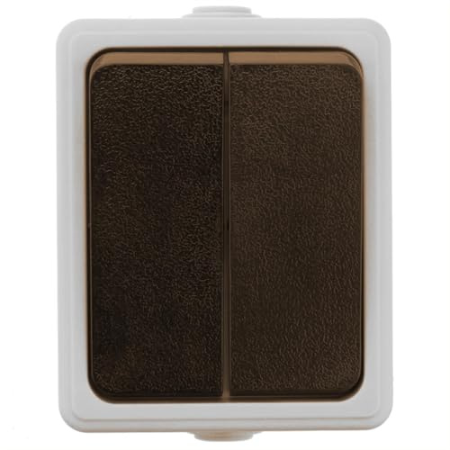 VoltShine Doble interruptor estanco IP65, 16A, 250V, con función de encendido/apagado, ideal para exteriores y ambientes húmedos.