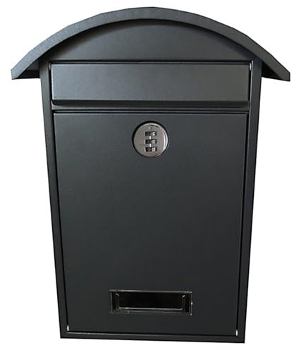 QSNYJPL Cassette Postal con Serratura a Combinazione, Cassetta Lettere Esterno Moderne a Cupola, Cassetta Postale in Metallo Antipioggia, Cassetta Posta Sicure e Minimaliste(Black)
