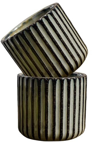 MeYuxg Juego de 2 tazas de café sin asa, 180 ml, minitazas sin asa, tazas de cerámica sin asa, adecuadas para café y espresso, tazas de café de pared gruesa, juego de tazas de café moca (gris cemento)