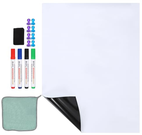 PATIKIL Papel Pizarra Blanca Magnética Borrable Seco, 18x24 Pegatinas Autoadhesivas Pizarra Blanca Para Pared Hoja Papel Contacto Con Marcador, Borrador Magnético E Imanes, Blanco