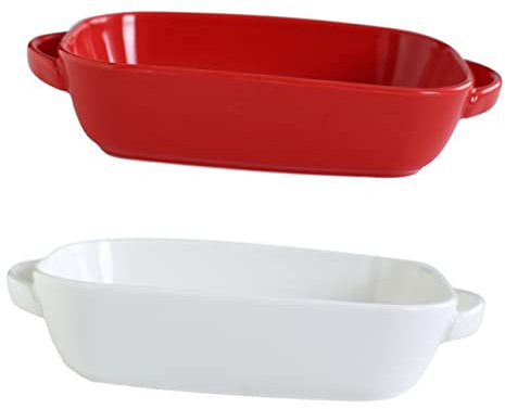 OFFSCH 2 Pezzi Teglia Ovale Teglia in Ceramica Piatto Da Zuppa Per Uso Domestico Piatto Per Cheesecake