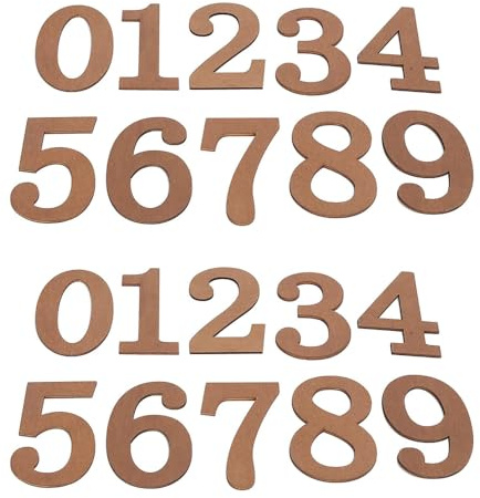 20 Pcs Hapivida DIY Wooden Numbers, 0-9 Unfinished Wooden Numbers Decorative Stickers Accessories for Letter Board Wall Decor DIY