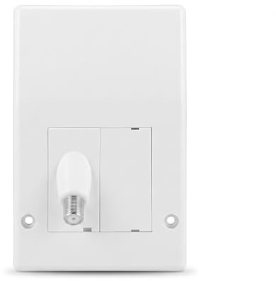 Internal Wall Socket Compatible with Virgin Media - 45° Angled Coaxial Outlet Box with 2GHz Isolator - F-Type Faceplate for TiVo, V6, Superhub Broadband & TV - White