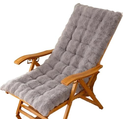 ZFIHAV Liegestuhl Kissen Schaukelstuhl-Plüschkissen, Outdoor-Gartenstuhlkissen, rutschfeste Hochlehner-Stuhlpolster, Sonnenliegen-Kissen Für Ruhesessel(Grey,50x125CM)